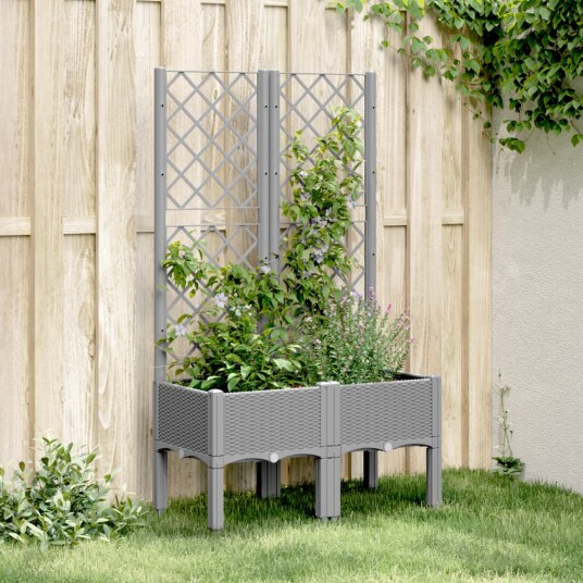 Plantekasse med espalier lysegrå 80x40x142 cm PP