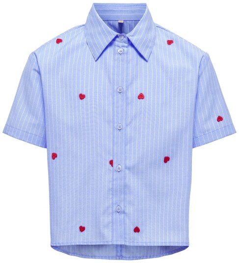 Kids Only Kognew Lina Ss Stripe Emb Shirt Wvn - Blue - 128 Kids Only Kognew Lina Ss Stripe Emb Shirt Wvn - Blue - 128
