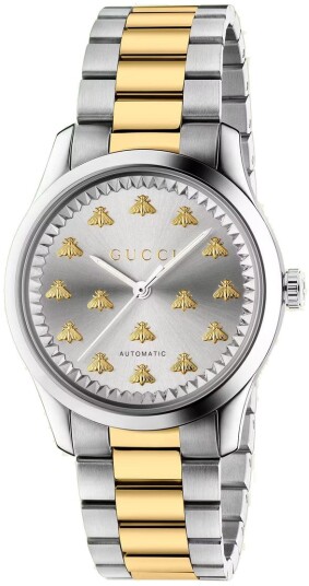 Gucci Dameklokke YA1264189 G Timeless Sølvfarget/18 karat gult gull