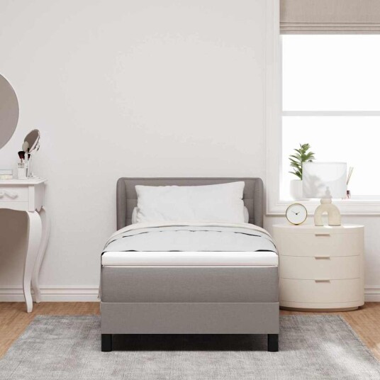Bokspring Seng med Madrass Taupe 100x200 cm Stoff