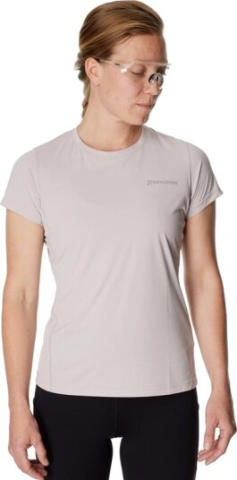 Houdini W"s Pace Air Message Tee Silver Purple / Houdini Logo Houdini W"s Pace Air Message Tee Silver Purple / Houdini Logo