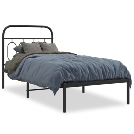 Sengeramme i metall med hodegavl svart 80x200 cm 8721102645785