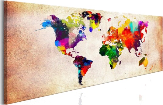Tavla World Map: Colourful Ramble 135x45