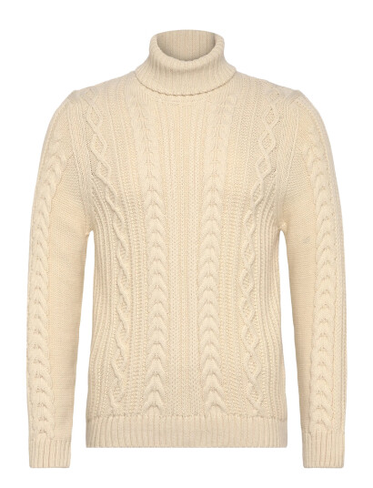 Superdry Jacob Cable Roll Neck Jumper - Cream - S Superdry Jacob Cable Roll Neck Jumper - Cream - S