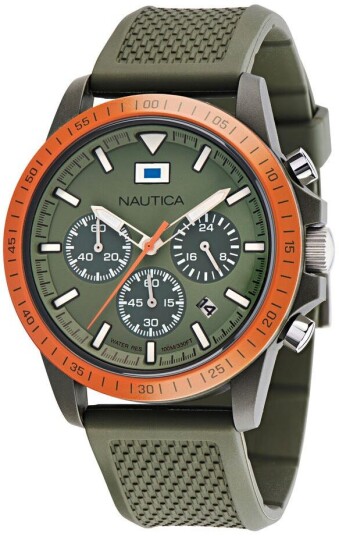 Nautica Herreklokke NAPNOF3S8 One Grønn/Gummi Ø43 mm