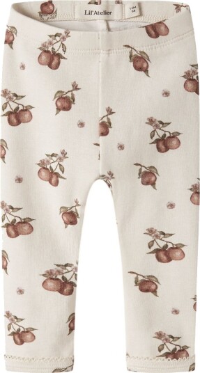 Lil" Atelier Leggings - NbfGayo - Turtledove/Apple - Lil Atelier - 62 - Leggings Brun Hvit