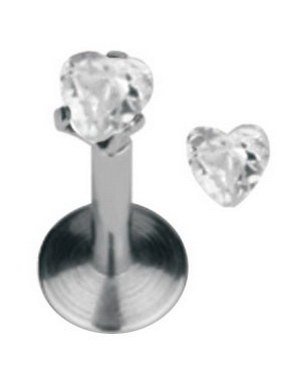 Aab Labret med hjerteformet Klar Sten