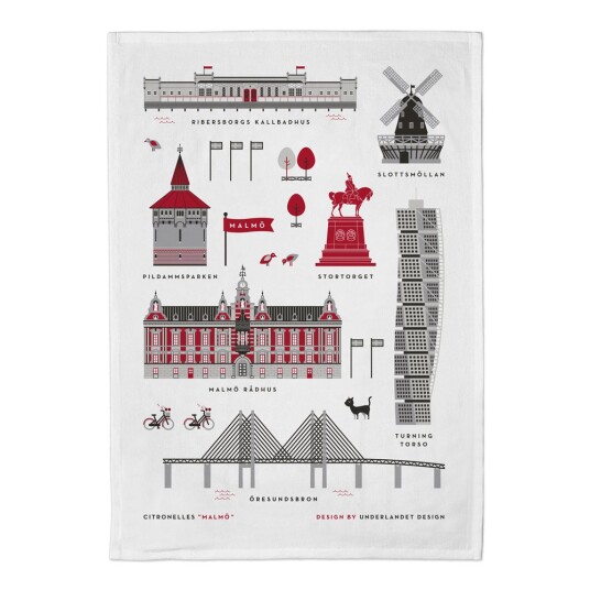 Citronelles Malmö kjøkkenhåndkle 50x70 cm rød