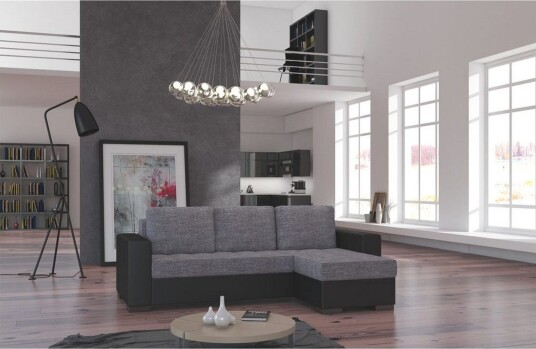 Seksjon Eltap Newark 237x150x90 cm Sawana 05 Soft 11 Grå Svart
