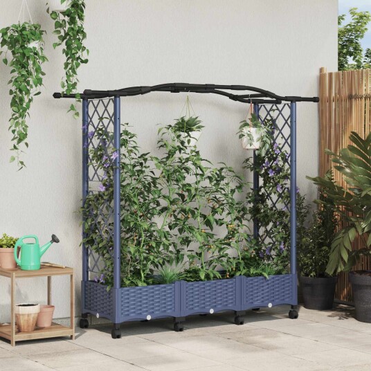 vidaXL Hevet Bed med Trellis og Tak Grå 169 x 40 x 129 cm PP vidaXL Hevet Bed med Trellis og Tak Grå 169 x 40 x 129 cm PP