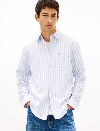 Tommy Jeans Tjm Reg Stripe Oxford Shirt Ext Blue L
