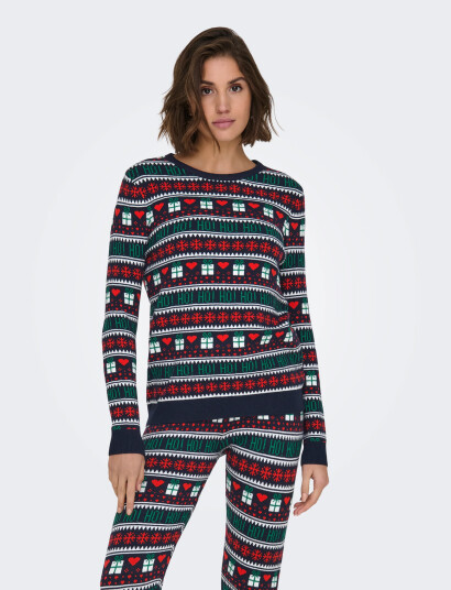 ONLY Onlxmas Present Ls O-Neck Knt - Navy - S ONLY Onlxmas Present Ls O-Neck Knt - Navy - S