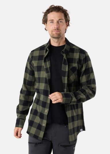 Denim Factory Denver Flannel Shirt II Olive/Black Check 3XL Langarmede skjorter