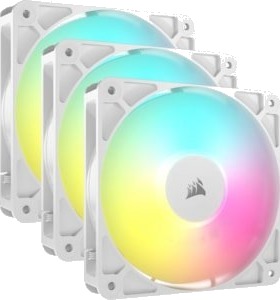 Corsair RS120 ARGB 120mm Kabinettvifter 3pk Hvit med RGB-belysning Corsair RS120 ARGB 120mm Kabinettvifter 3pk Hvit med RGB-belysning