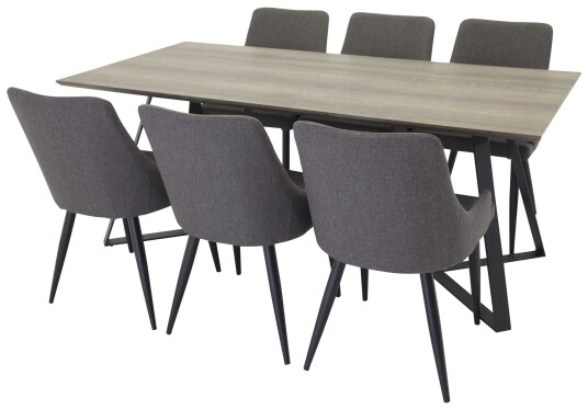 Venture Design Marina & Plaza spisegruppe Grå/grå 6 st stoler & bord 180 x 90 cm