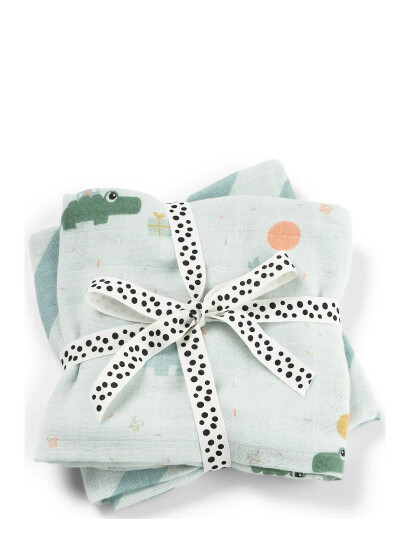 Done by Deer Burp Cloth 2 Pack Celebration Blue   Multi/patterned   65X 65CM