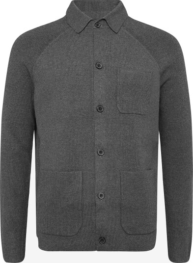 Reiss Fitzwilliam Ls Button Through Ribbed Sleeve Cardig CHARCOAL GREY L