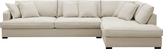 Rossita Lyx 4 seters Høyrevendt L formet Extra Dyp Sjeselongsofa i Stoff Beige Stoff Rossita Lyx 4 seters Høyrevendt L formet Extra Dyp Sjeselongsofa i Stoff Beige Stoff