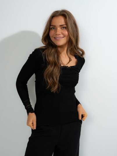 Rosemunde Benita Silk T-Shirt W/ Lace Sort XS
