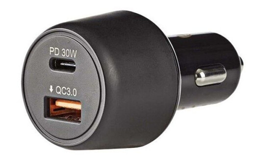 Nedis 48W Billader med USB-A og USB-C Hurtiglading, Sort Nedis 48W Billader med USB-A og USB-C Hurtiglading, Sort