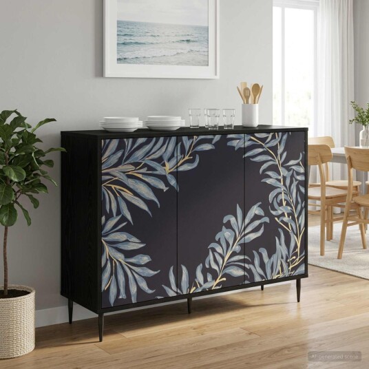 vidaXL Serviesskap DOKKUM Svart eik 102 x 33 x 76 cm Konstruert tre