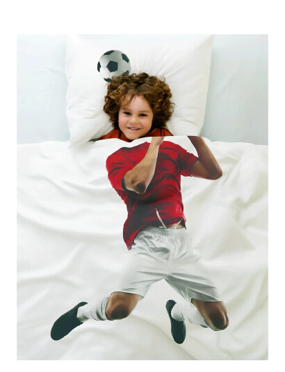 Borganäs of Sweden Duvet Cover Set Football Player Multi - White - 1ST 150X210CM