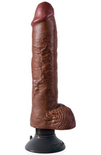 King Cock Vibrating Cock With Balls Brown 25,5 cm