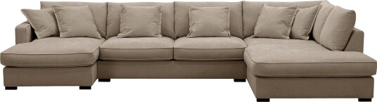 Rossita Lyx 5 seters venstrevendt U formet ekstra dyp sofa med divan og sjeselong i stoff   Brun