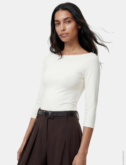 Pieces Pcphoebe 3/4 Boatneck Top Jrs Noos Bc White M