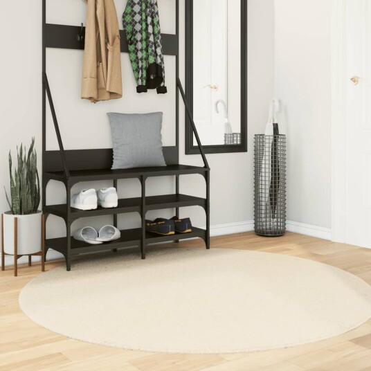 Teppe HUARTE kort luv mykt og vaskbart kremhvit Ø 160 cm