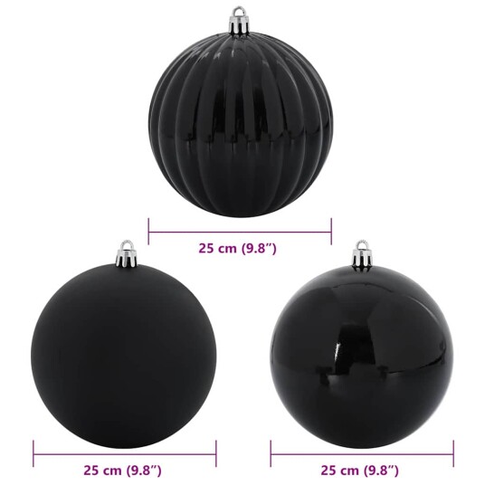 Julekule Sett 3 pcs Svart Plast Julekule Sett 3 pcs Svart Plast