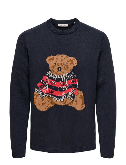 ONLY & SONS Onsxmas Reg 5 Teddy Crew Knit Cs - Navy - L ONLY & SONS Onsxmas Reg 5 Teddy Crew Knit Cs - Navy - L