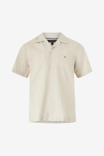Tommy Hilfiger Skjorte Cotton Linen Dobby SS RF Shirt Hvit