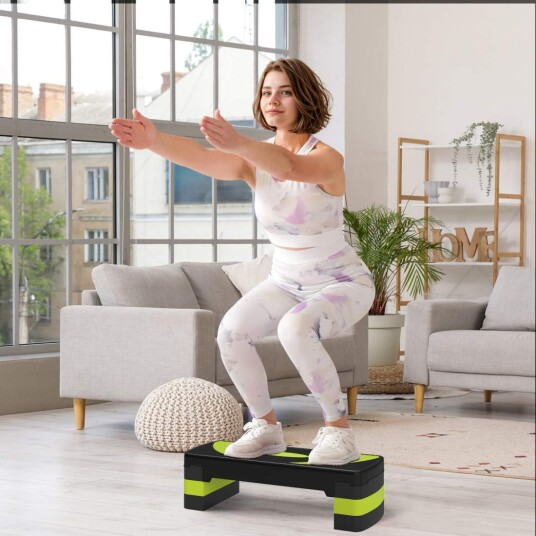 Stepboard aerobic stepper høydejusterbar med 3 nivåer 10/15/20 cm treningssykkel for innendørs utendørs lastekapasitet opptil