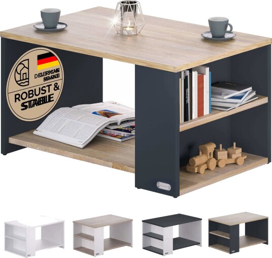 Salongbord – Tre/Grått 90x60x50cm Enkel montering
