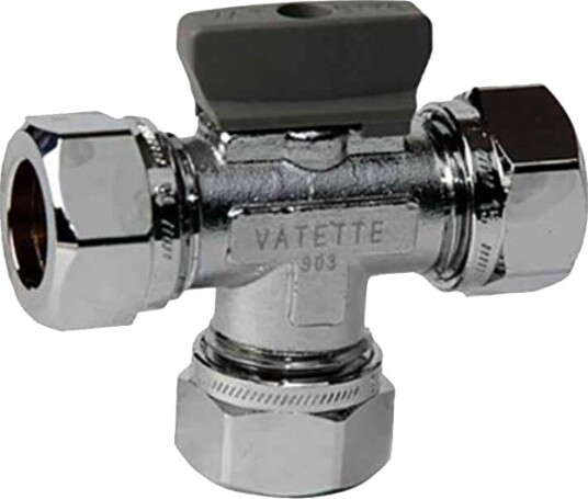 Vatette FG077050005 Kuleventil T rør forkrommet med vrider CU CU 15 mm Installasjon