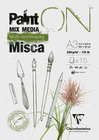 Paint On Blok Misca A3 250Gram 15 Ark Hvidt Papir Indeholder Græs Fibre Multi Teknik Papir Toplimet
