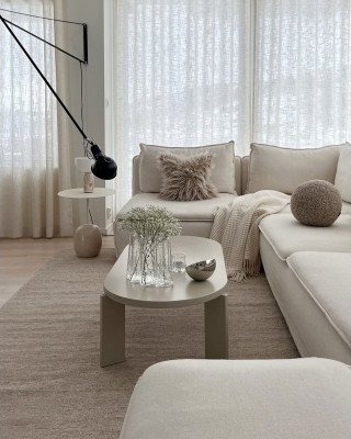Kilands Bello light beige håndvevd ullteppe