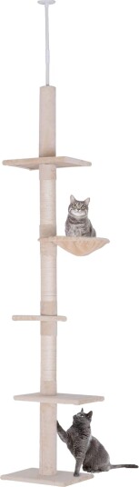 Northio Høydejusterbar Cat Tree Beige Med Sisal-Søyler