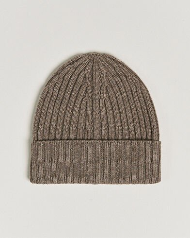Piacenza Cashmere Ribbed Cashmere Beanie Taupe