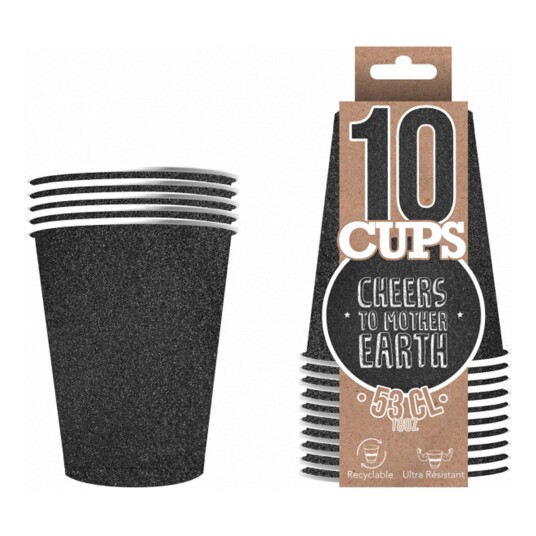 Original Cup Partycups Glitter Svart - 10-pakning