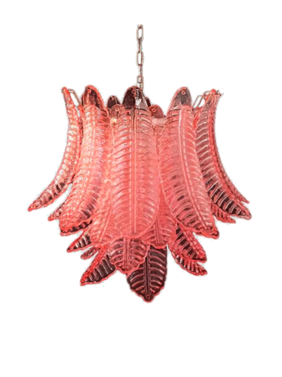 Murano lysekrone - 36 glassblader - Rosa Krom skinnende