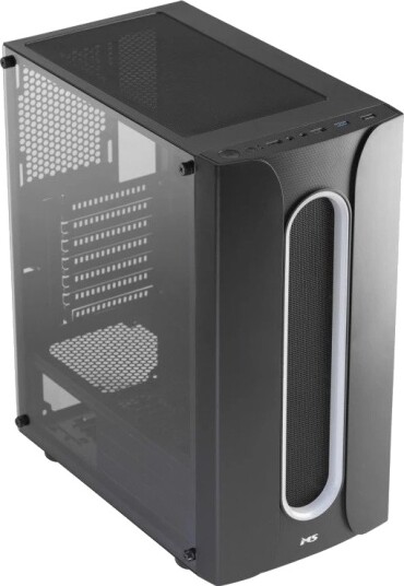 MS Armor V310 Midi Tower ATX mATX ITX 8 vifter 3x3.5" 3x2.5" Herdet glass Svart