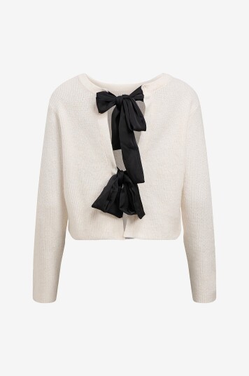 Object - Kardigan objParvi Sateen Bow Knit Cardigan D - Hvit