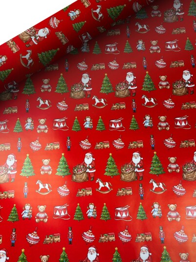 Gavepapir Nisse og leker 5m Lwc
