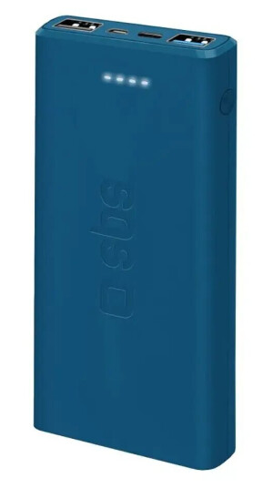 SBS Powerbank m. 2x USB-A & 1x USB-C 10W 10000 mAh Blå