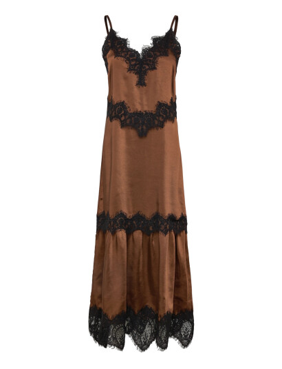 Coster Copenhagen Dress With Lace Detail   Brown   36