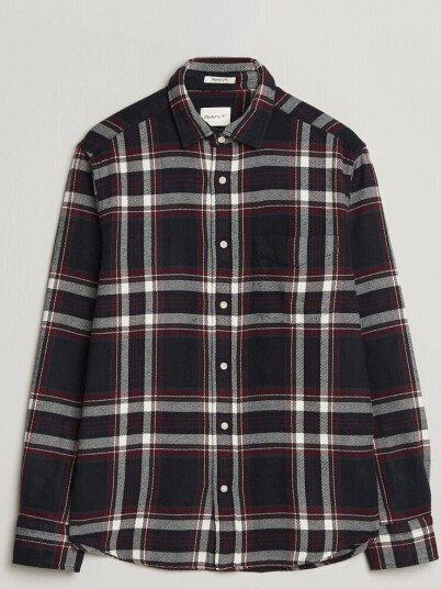 Gant Regular Fit Flannel Checked Overshirt Evening Blue