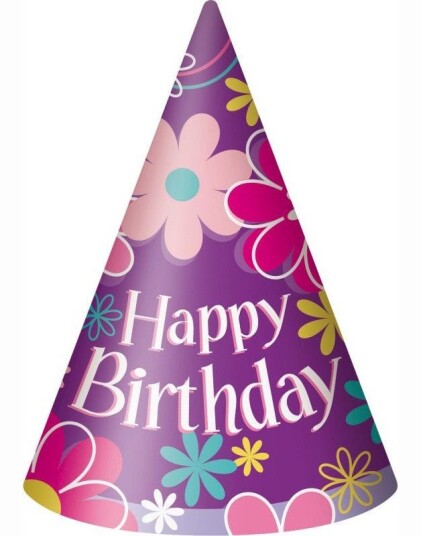 8 stk Happy Birthday Partyhatter Birthday Blossoms