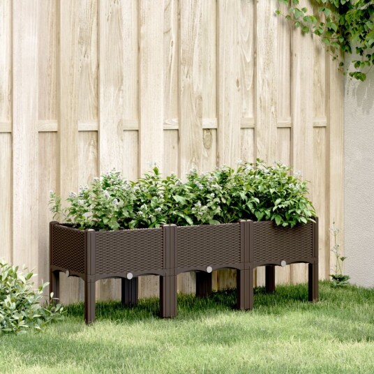Plantekasse med ben brun 120x40x42 cm PP